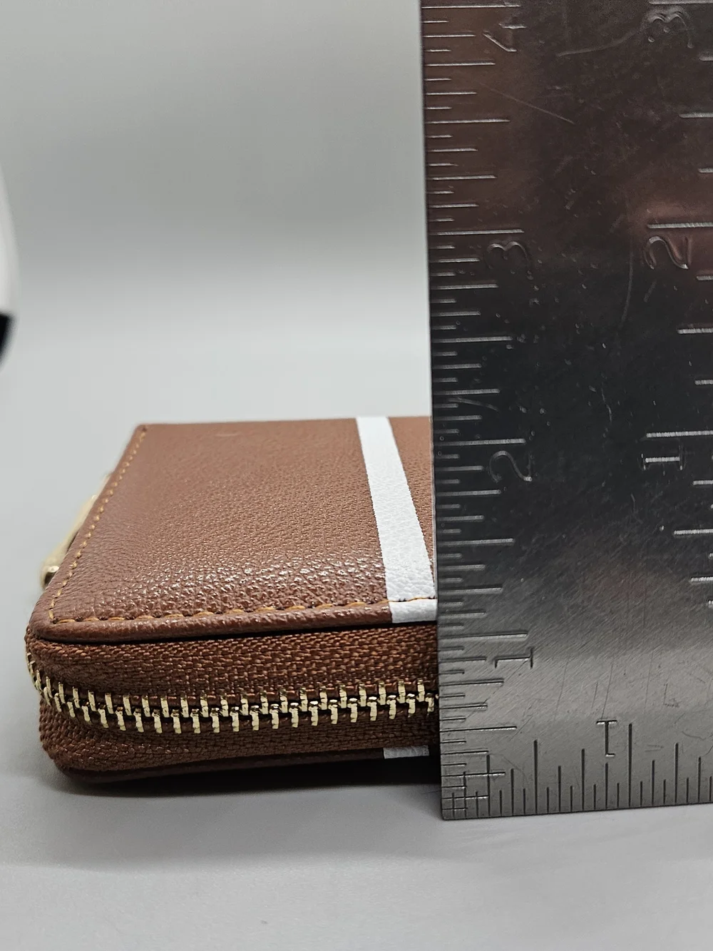 Women's Football Zip Around Wallet Clutch Brown Faux Leather Game Day Organizer
